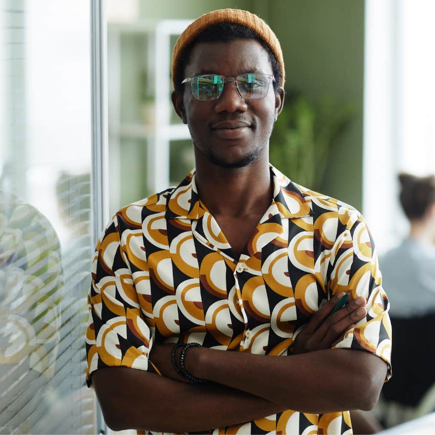 successful young man showing up at work confident