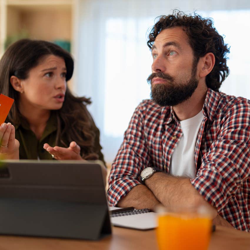 checked out man saying I'm trying here to his wife in argument