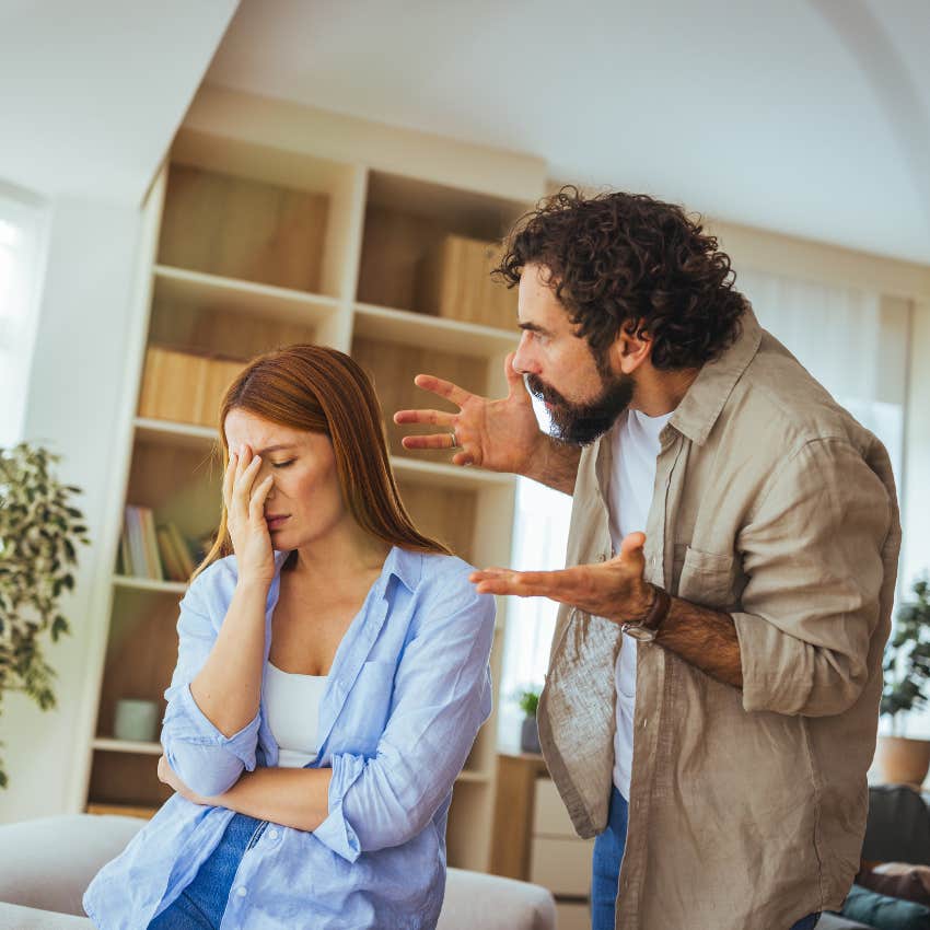 angry man yelling what do you want me to say to his upset wife