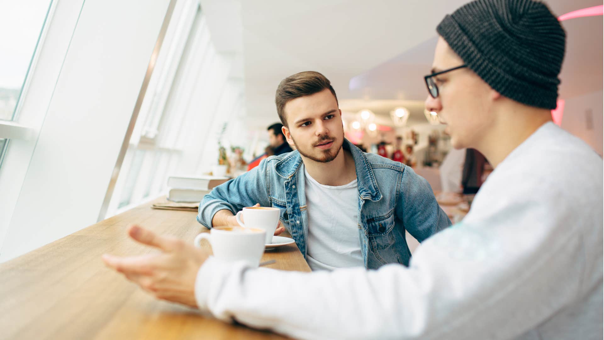 man telling friend about his sad relationship saying you pick your battles