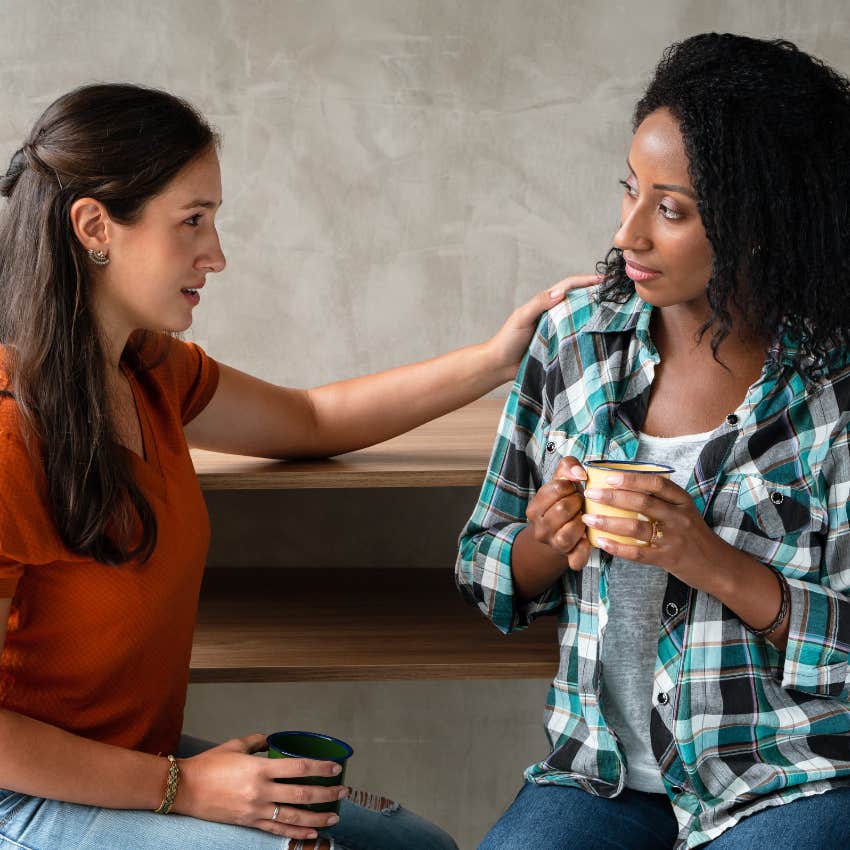 woman telling her friend to have a great day
