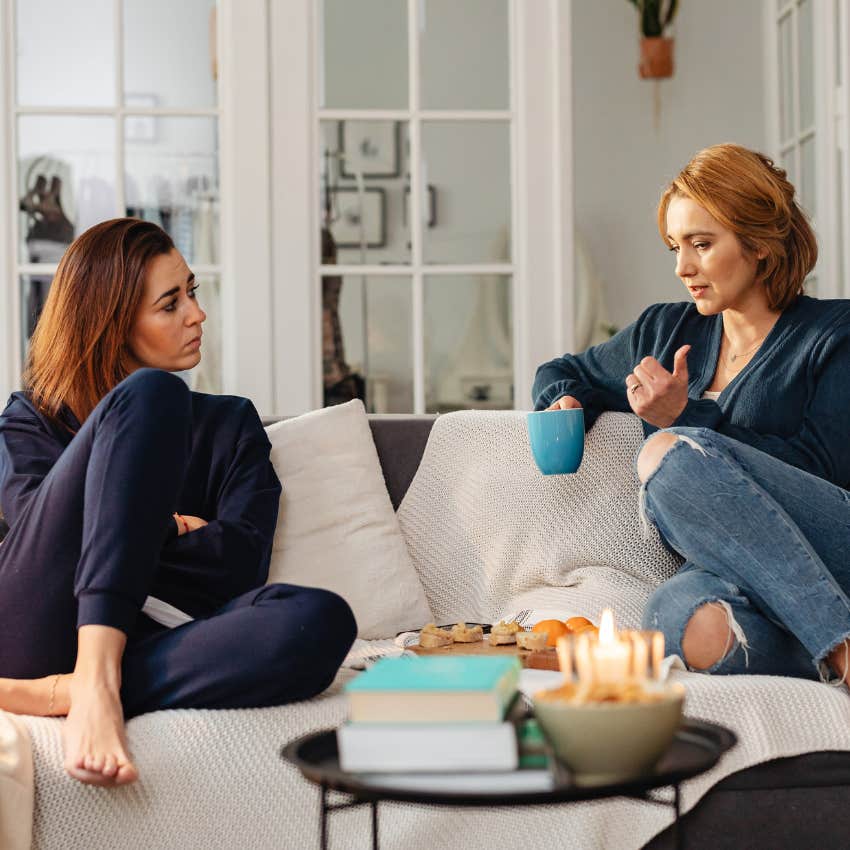 woman telling her friend that it's alright for them to disagree