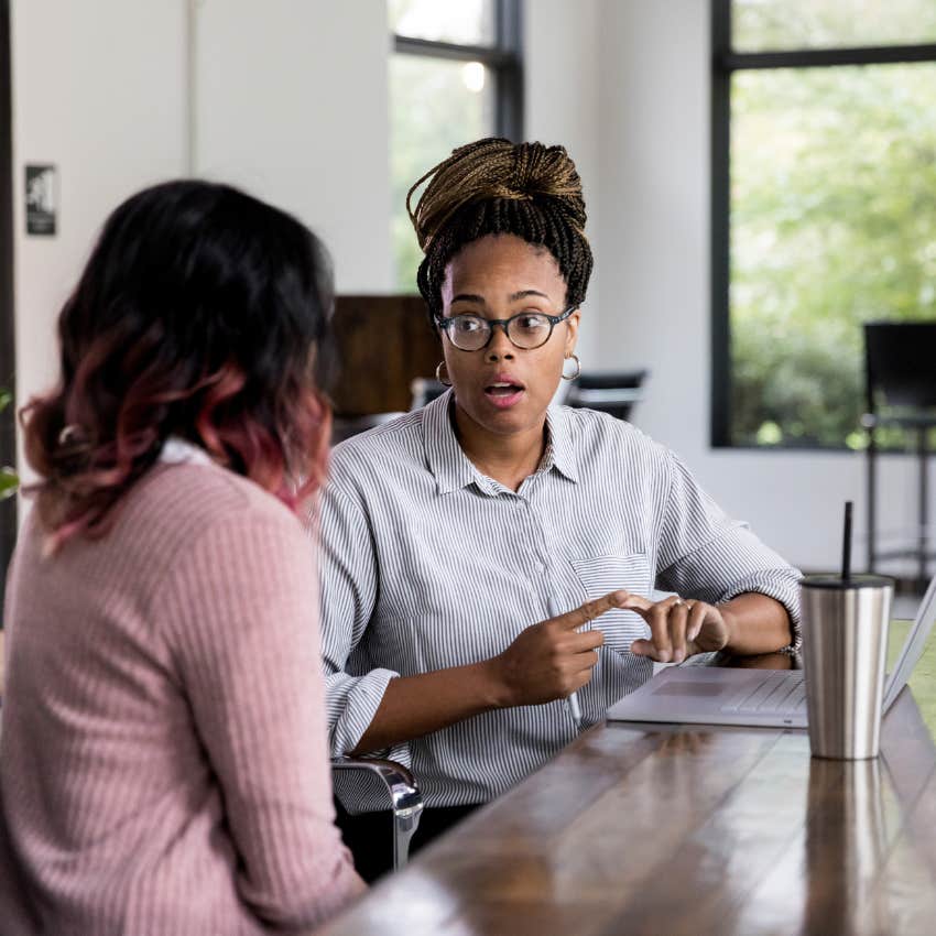 woman telling her friend she understands