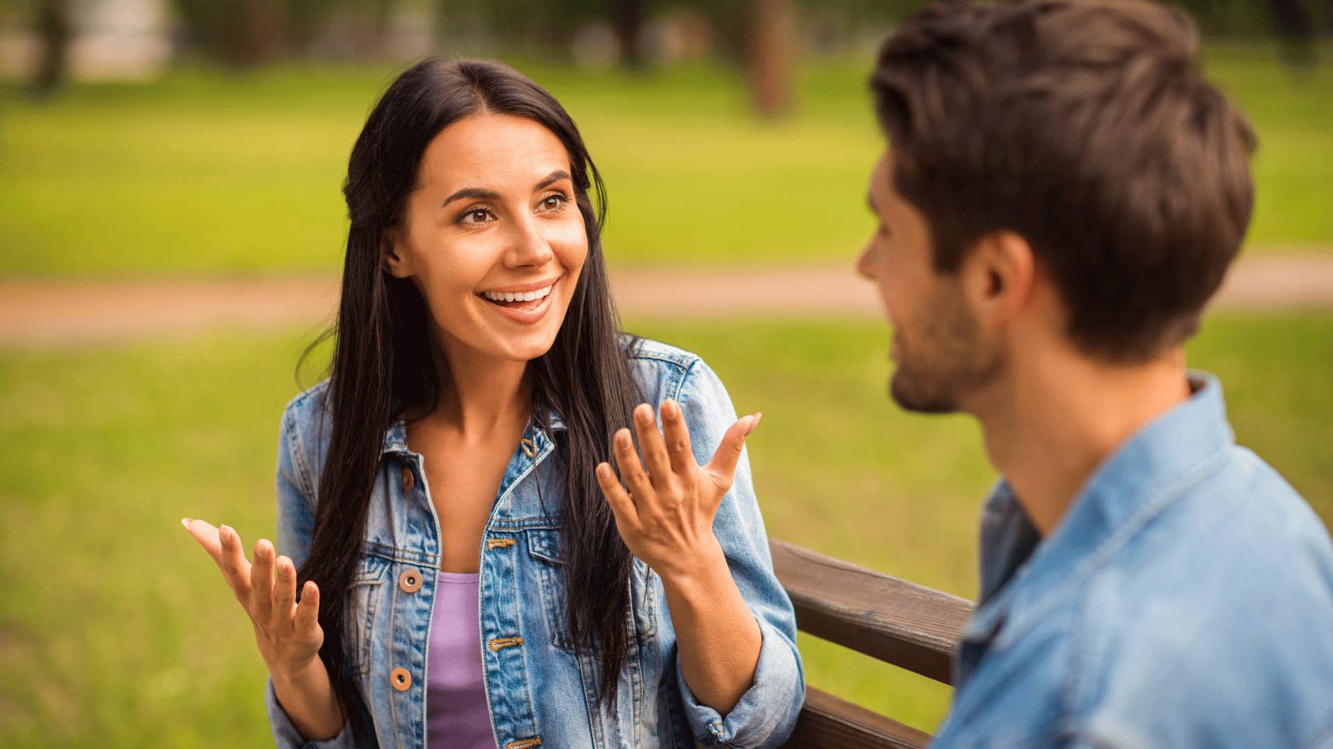 woman with creepy vibes telling man he looks like her ex