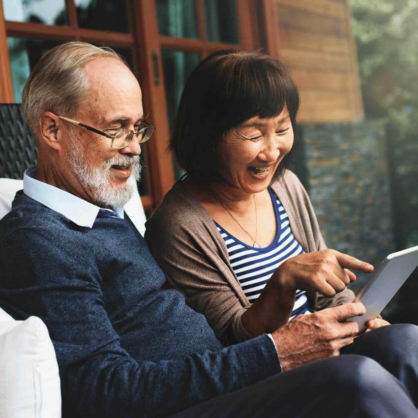 retired couple working together