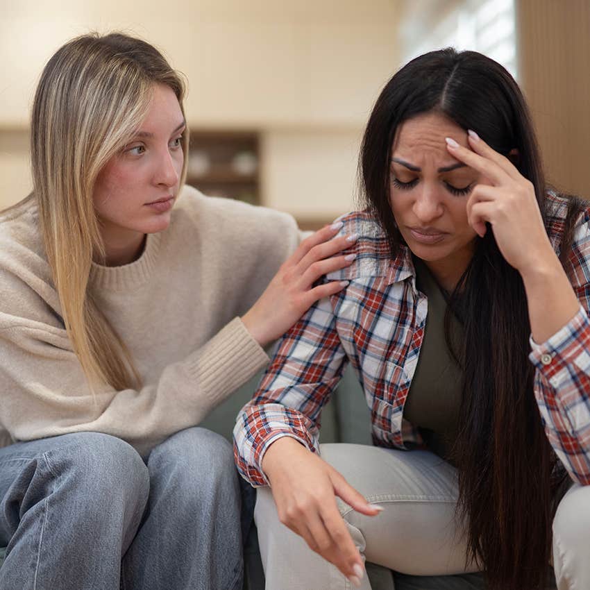 upset woman talking about her feelings