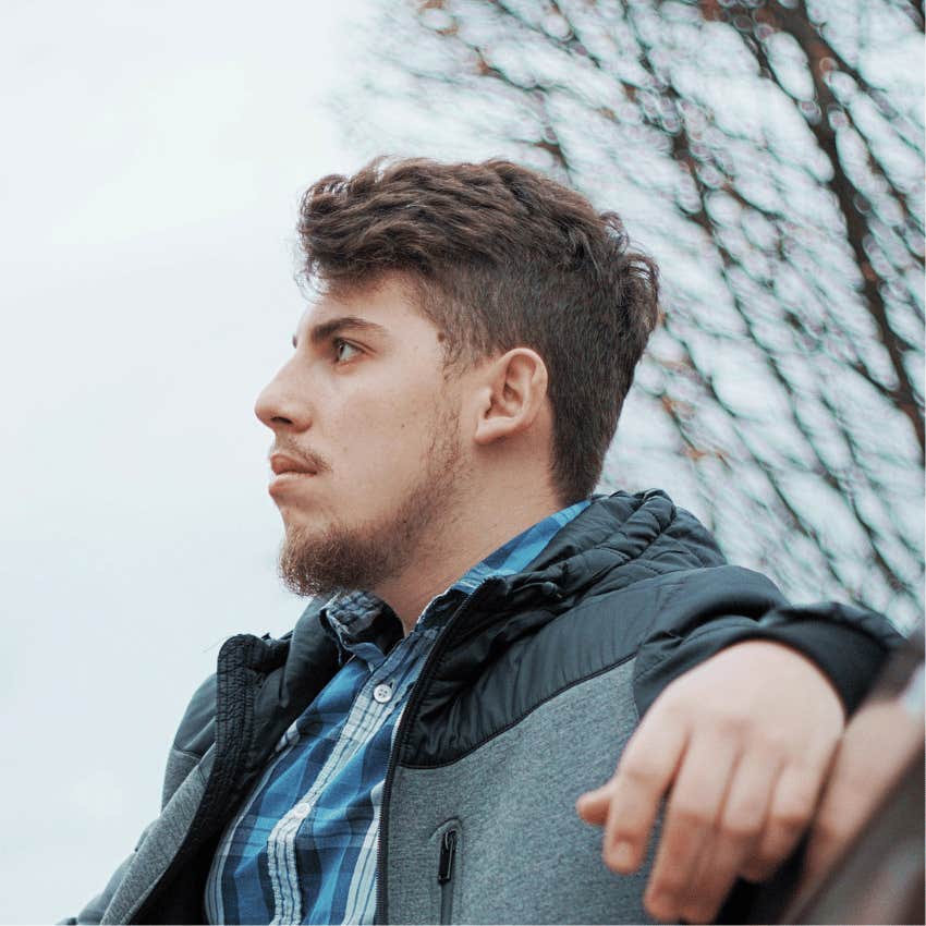 serious thoughtful expression on a young man
