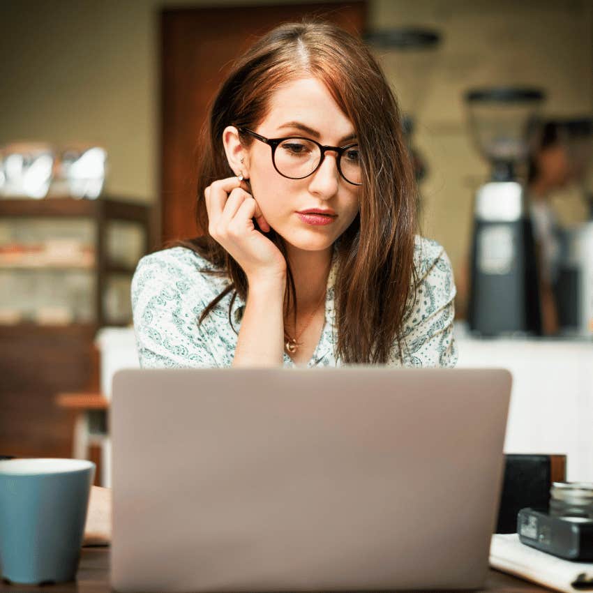 serious woman can't get past to her own regrets