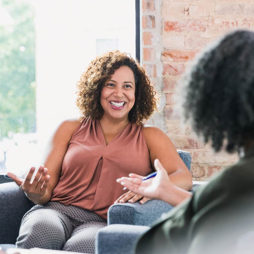 millennial talking about her feelings with a marriage therapist