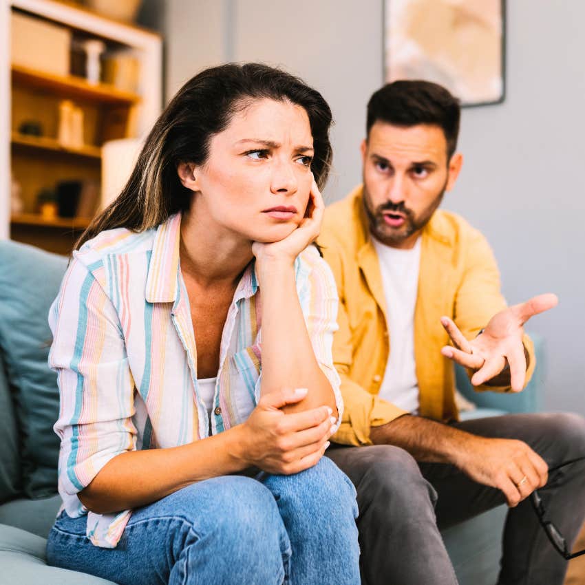 socially awkward man saying you're wrong to his annoyed partner