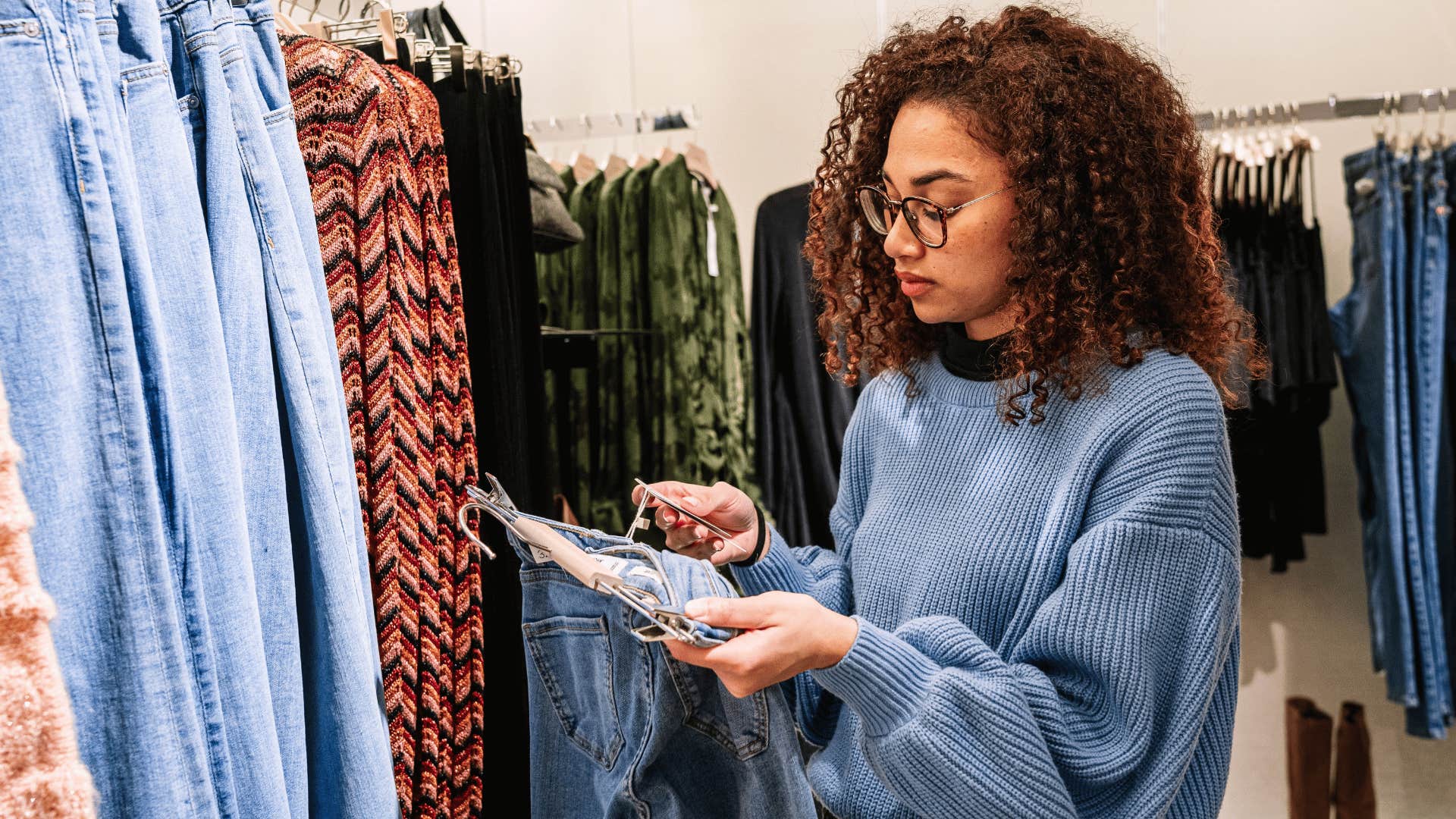woman buying anything that's on sale