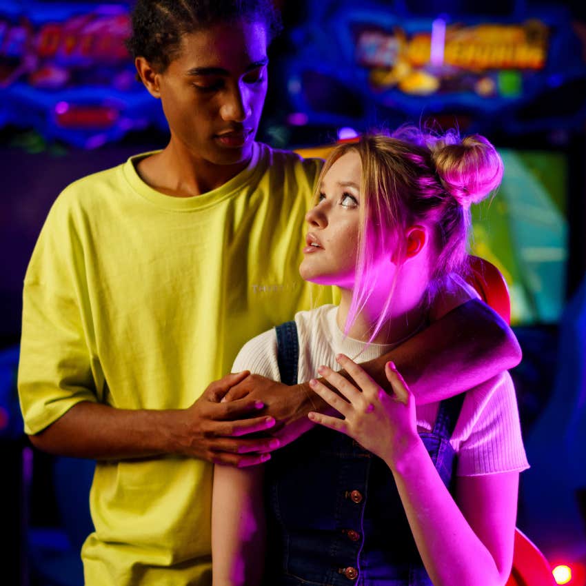 teenagers in the 80s dating casually at the arcade