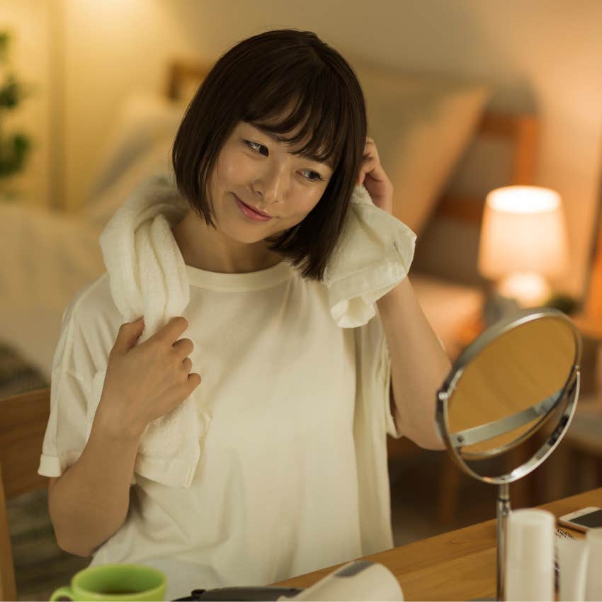 woman doing her sleep routine to be well rested