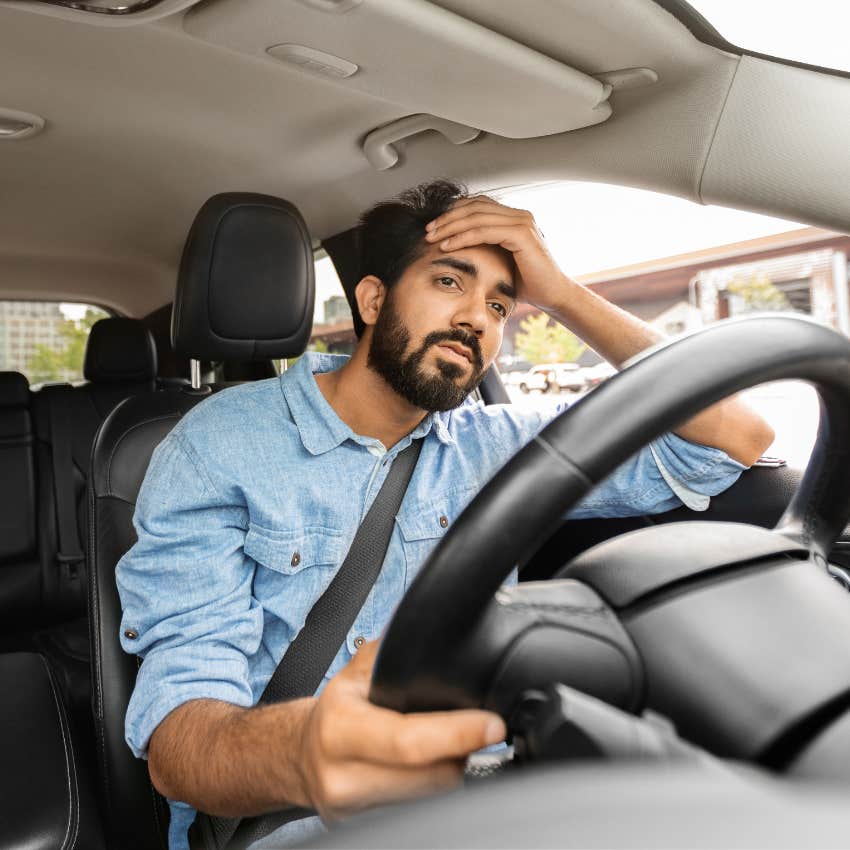 smart millennial man annoyed by his commute to work