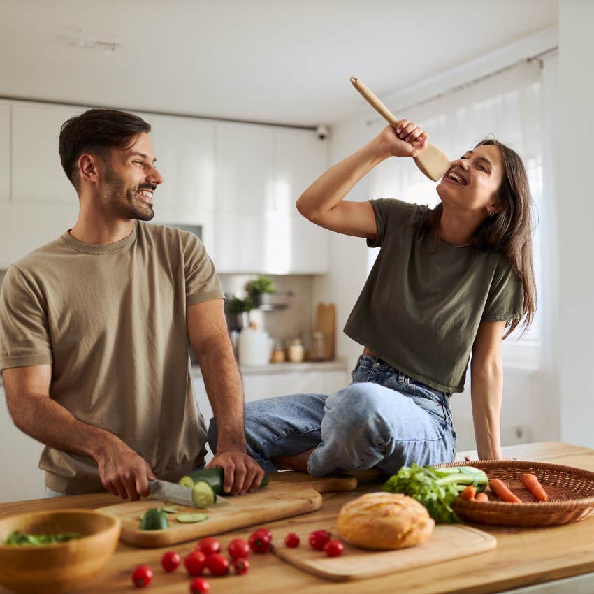 woman with a compatible boyfriend who feels comfortable being herself