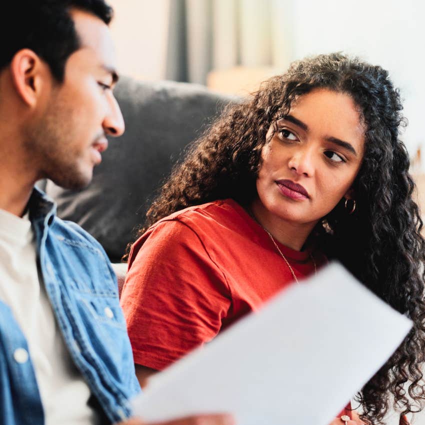 Woman resolving conflicts with her husband she's compatible with.
