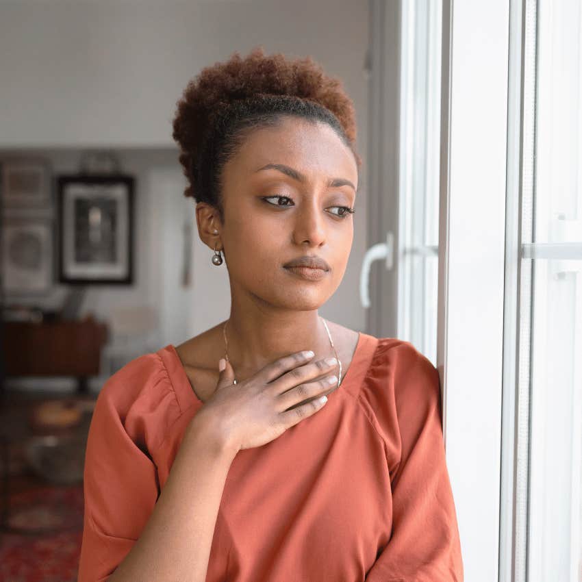 thoughtful woman conquering her triggers by preventing them
