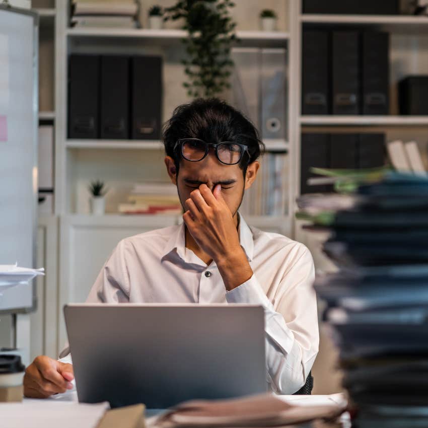 unhappy man making the mistake of treating rest like something he needs to earn