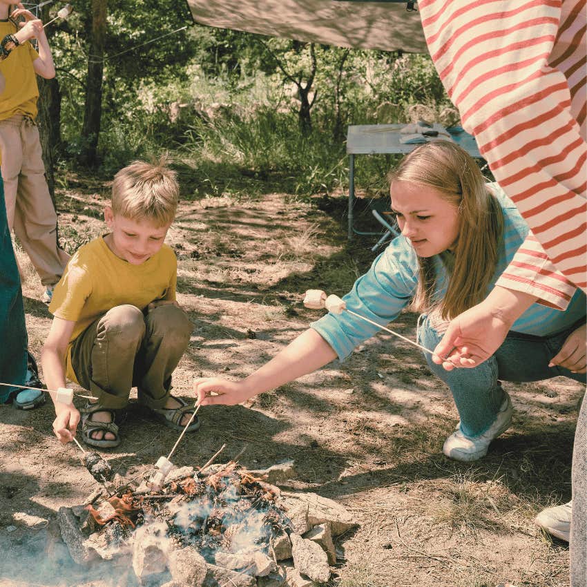 vintage group of friends on an outdoor adventure