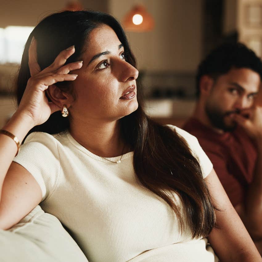 woman feeling lonely in her marriage not sharing feelings with her husband