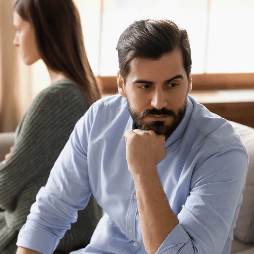 woman looking away after failed gaslighting