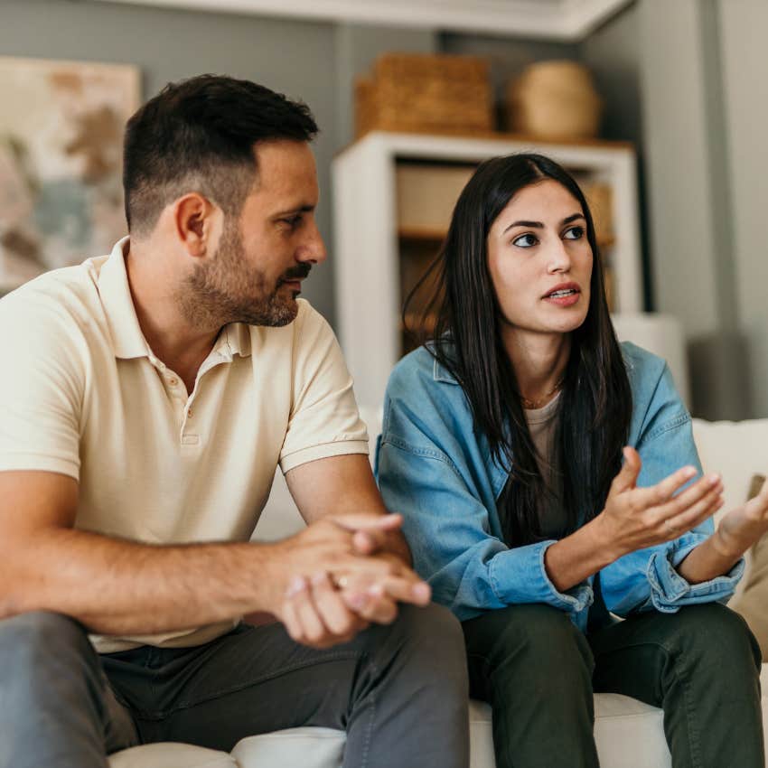 sensitive woman telling husband I'm still upset about yesterday