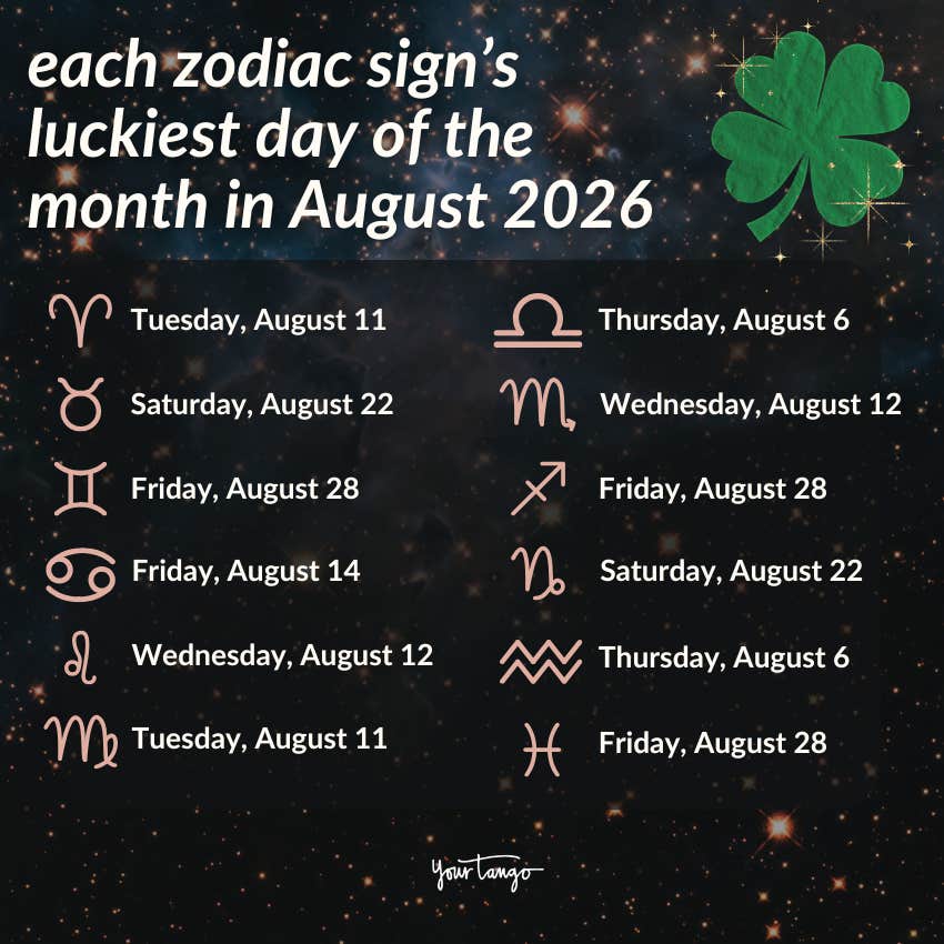 zodiac sign luckiest day month august 2026
