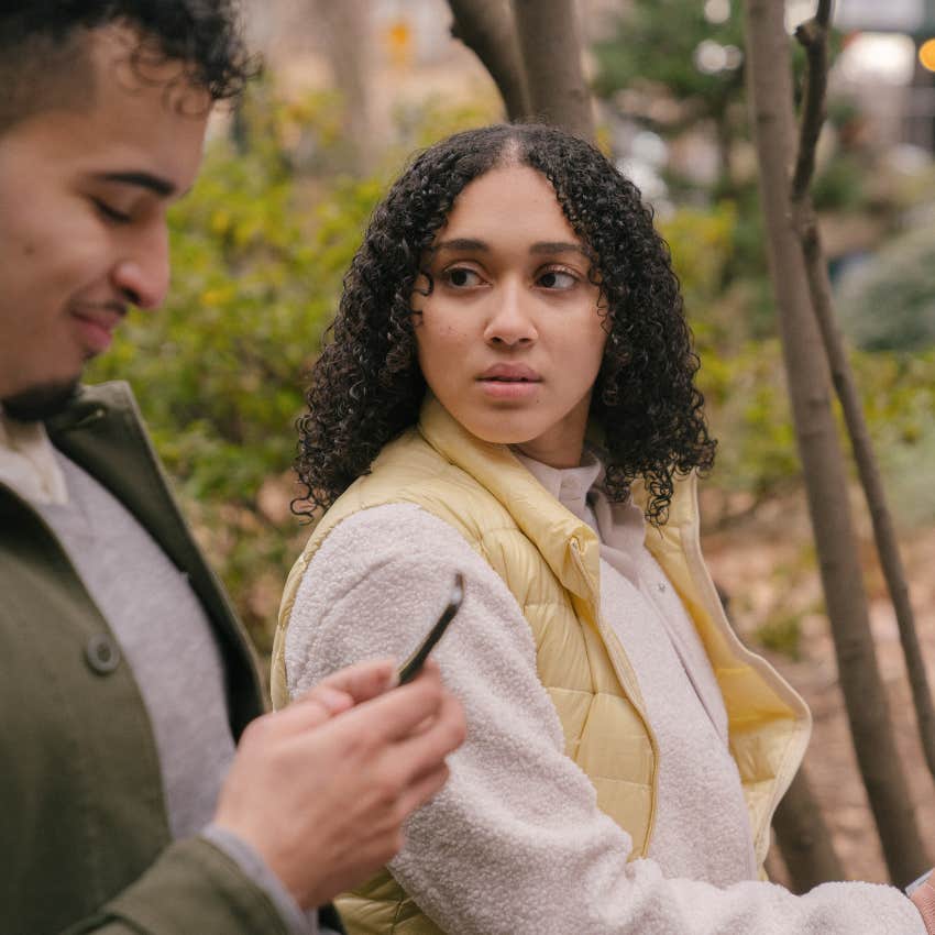 insecure woman feeling threatened around man who has it all figured out