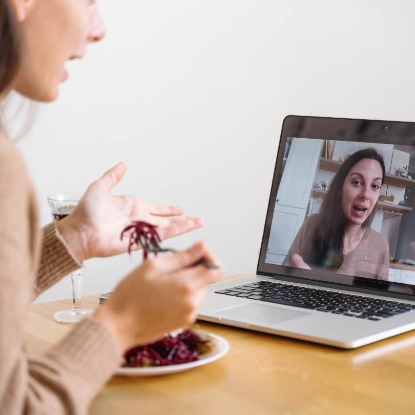 remote worker eating while on a call