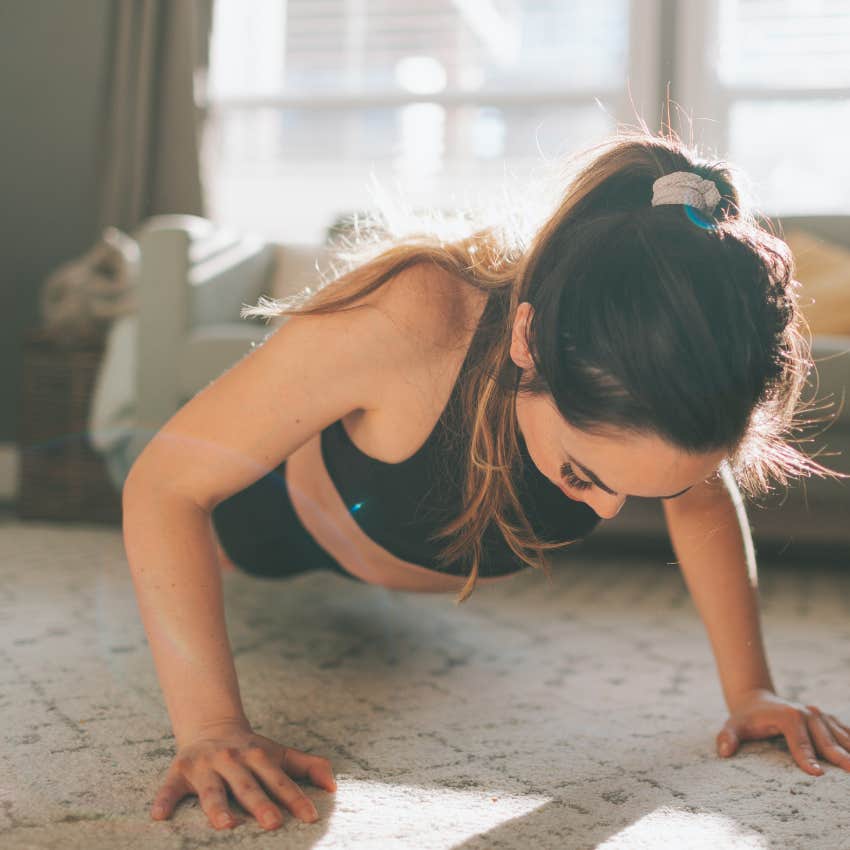 remote worker exercising while on a call