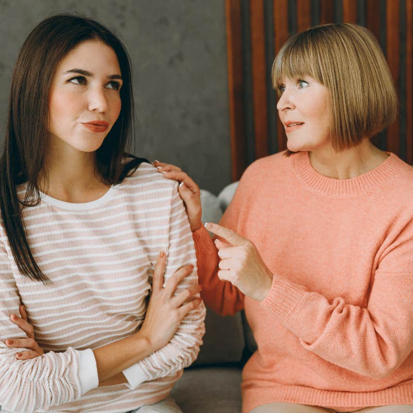 adult child manipulating her parent