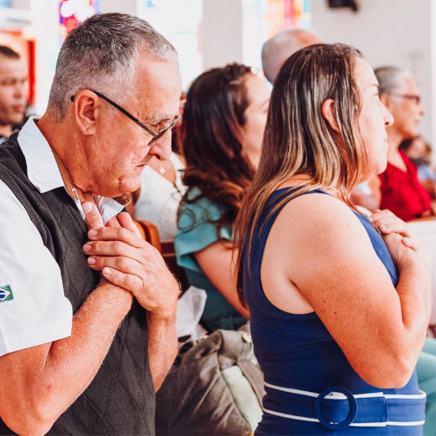 older couple attending a religious services