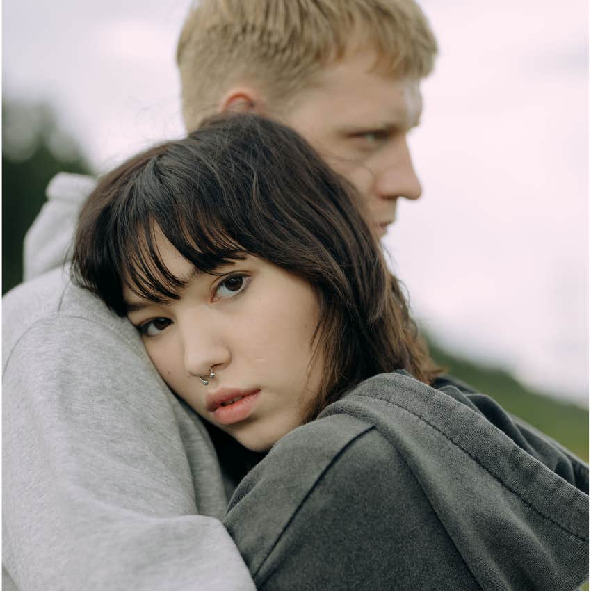 man comforting partner after she had catastrophic thoughts