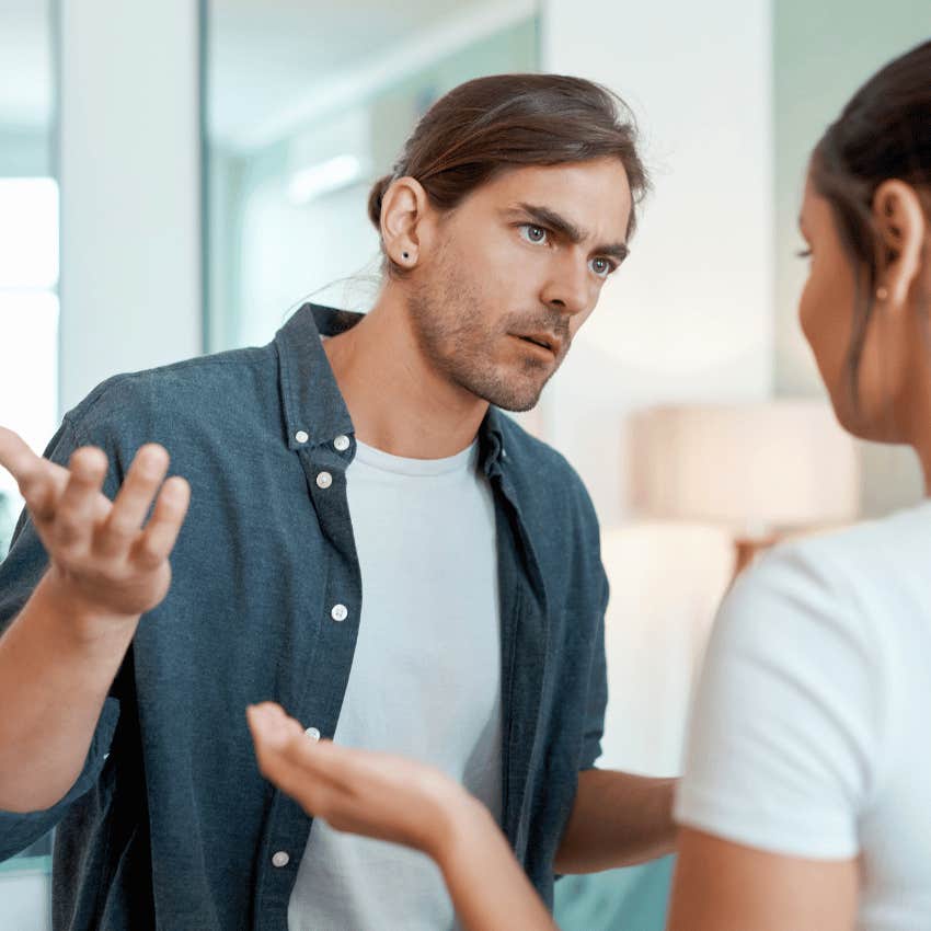 creepy guy telling woman that something is not his problem