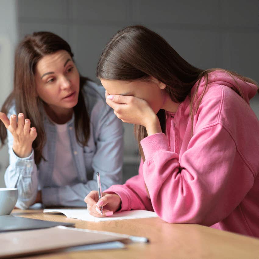 emotional parent telling child they're a burden