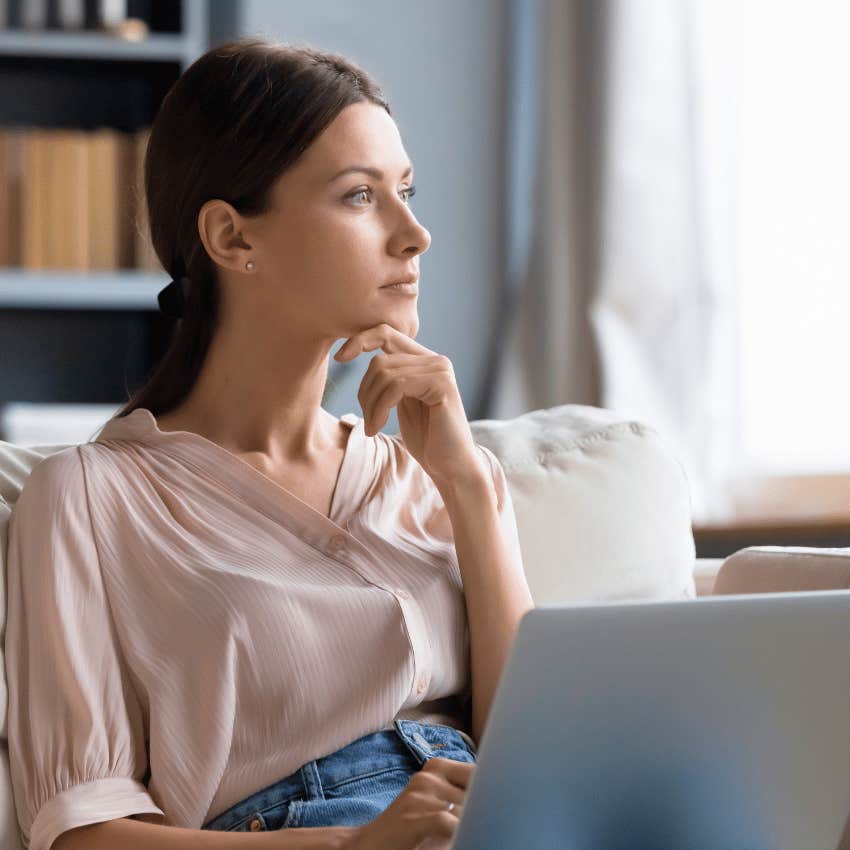 emotionally balanced woman accepting painful feelings