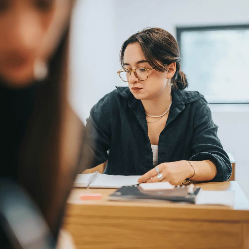 female college student taking class that will help her throughout her life