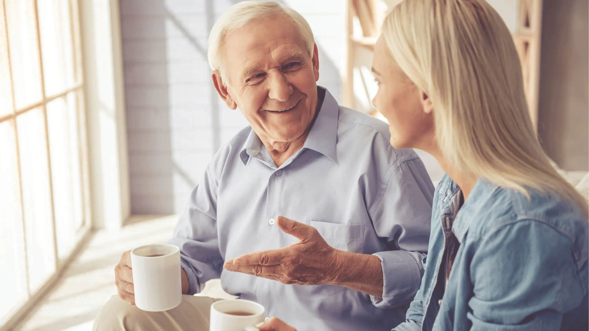 crude boomer man talking to woman making jokes