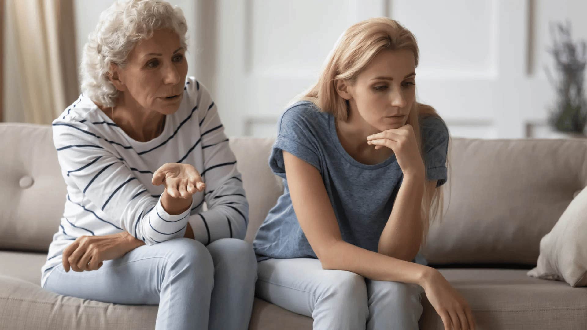 boomer woman being rude about mental health with her gen z daughter