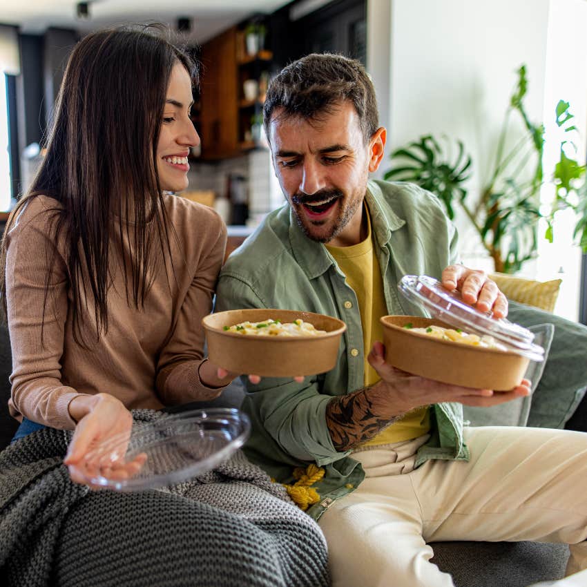 Gen Z couple ordering food delivery