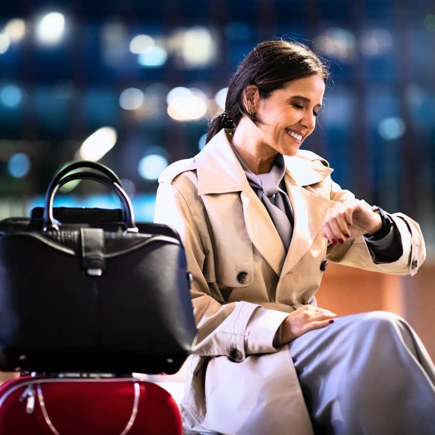 Gen X woman valuing independence and practicality at the airport