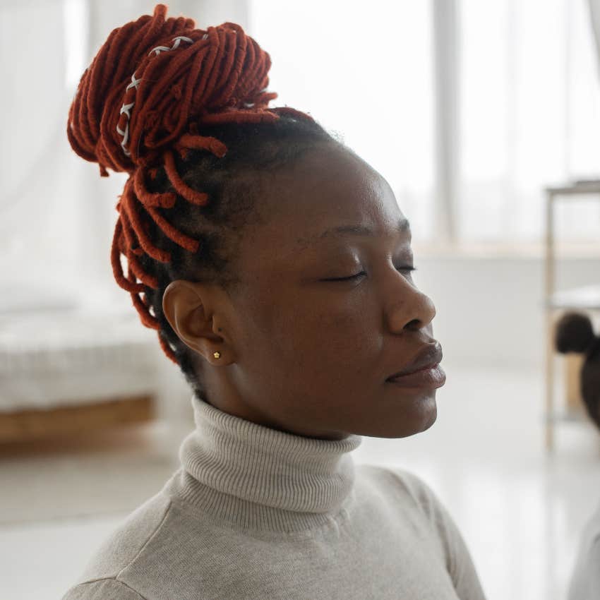 spiritual gen z woman meditating
