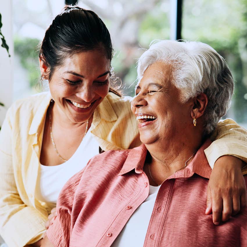 Gen X mother laughing with her own mom