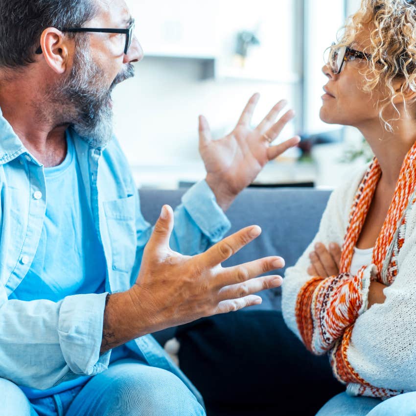gen x couple arguing about someone being a cheater