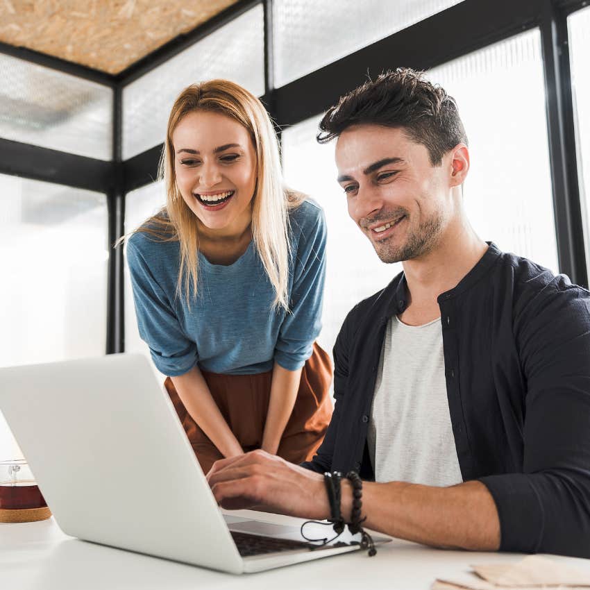 Gen Z co-workers accessing technology at work