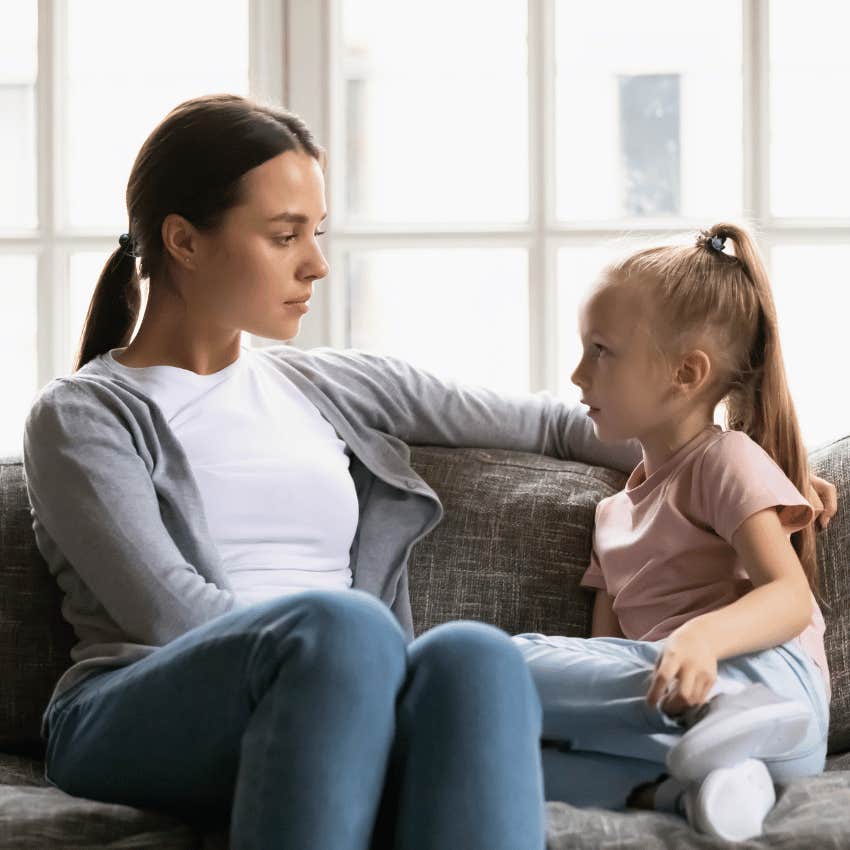 mother raising her young with high standards talking at home