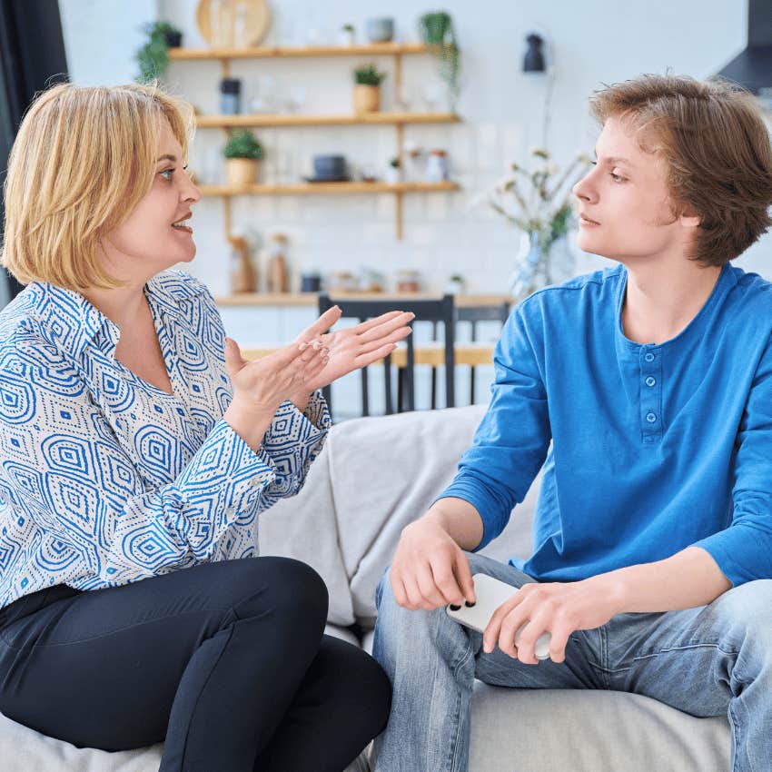 high emotional IQ woman apologizing to young man