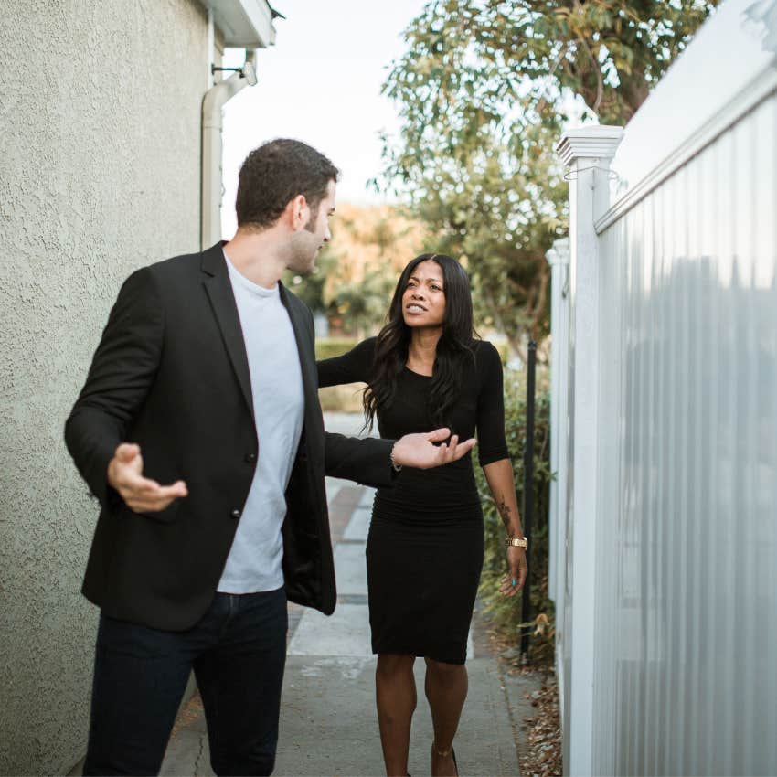 intelligent man calmly walking away from a heated argument