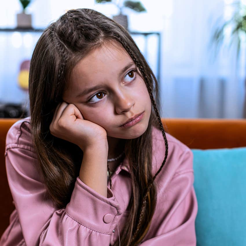 young girl spending most of her time alone at home