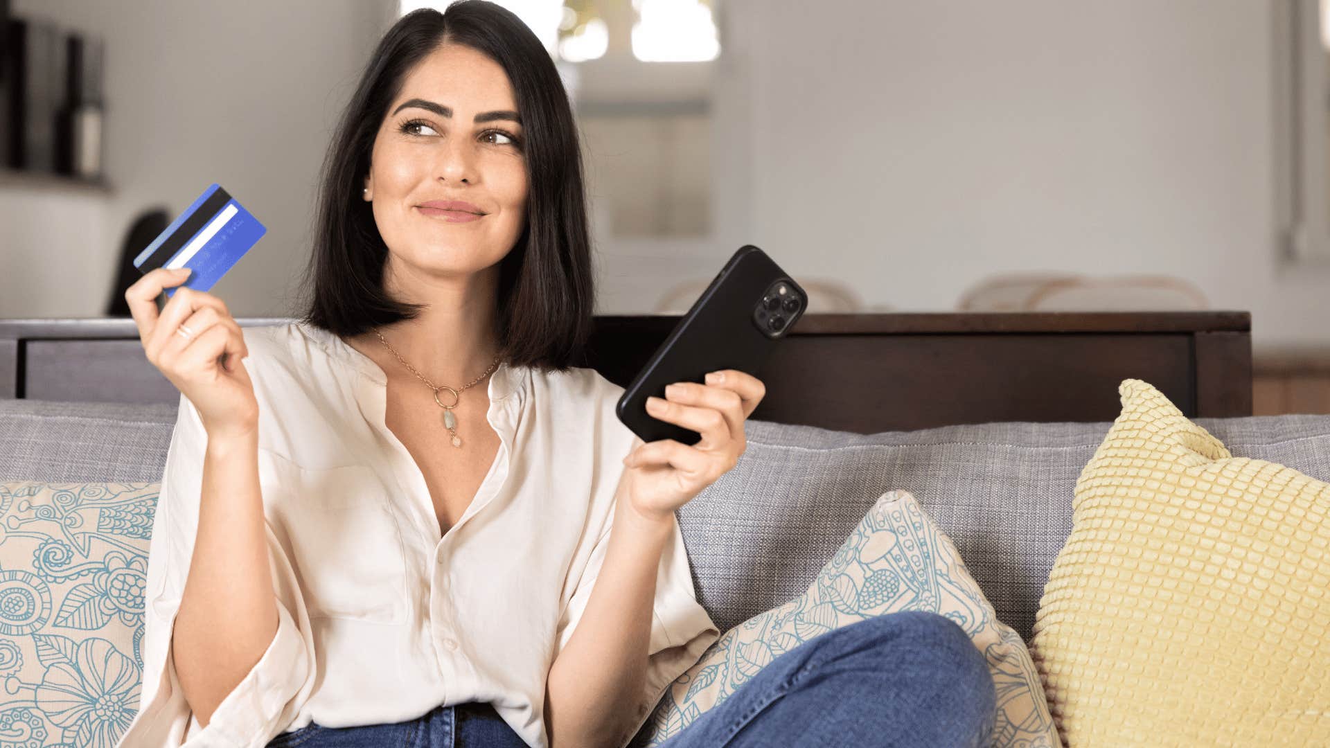 woman who uses coupons and loyalty points if she needs something